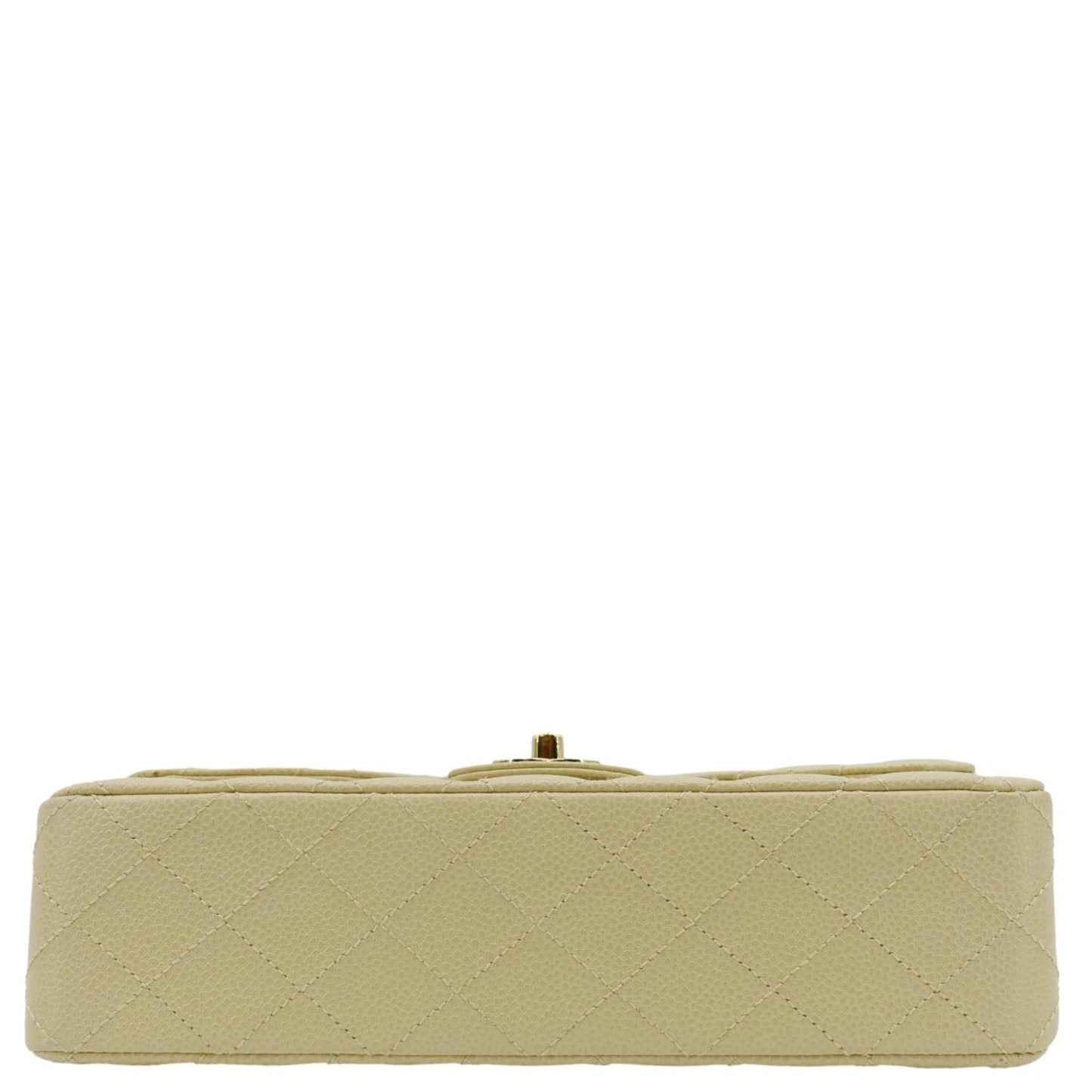 CHANEL Classic Double Flap Quilted Caviar Leather Shoulder Bag Cream