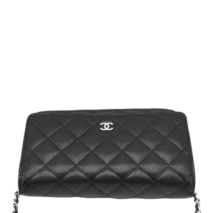 CHANEL WOC Quilted Leather Caviar Crossbody Bag Black