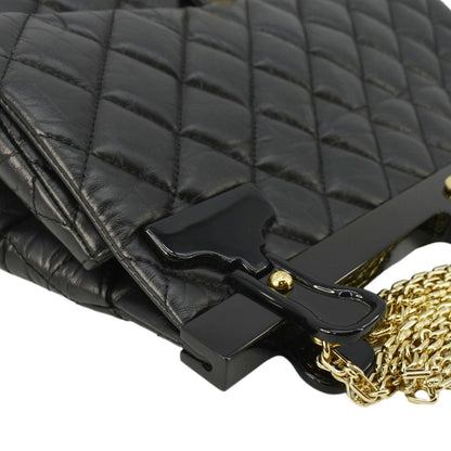 CHANEL 2.55 Reissue Hanger Flap Quilted Leather Crossbody Bag Black