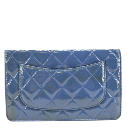 CHANEL WOC Quilted Patent Leather Crossbody Bag Blue