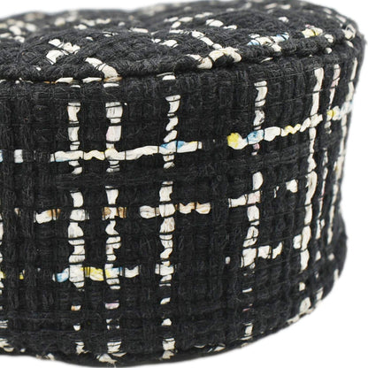 CHANEL Round Quilted Tweed Clutch Crossbody Bag Black