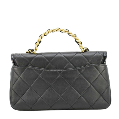 CHANEL La Parisienne Small Quilted Lambskin Leather Shoulder Bag Black