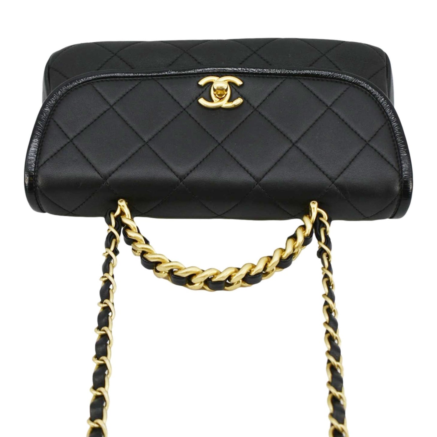 CHANEL La Parisienne Small Quilted Lambskin Leather Shoulder Bag Black