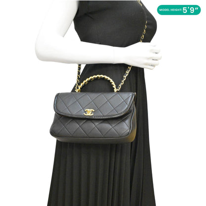 CHANEL La Parisienne Small Quilted Lambskin Leather Shoulder Bag Black