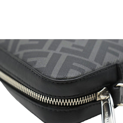 FENDI Diagonal Medium FF Zucca Canvas Camera Case Crossbody Bag Black