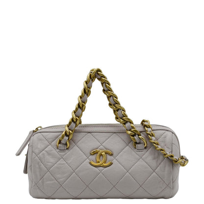 CHANEL Fashion Therapy Bowling Small Quilted Leather Crossbody Bag Light Pink
