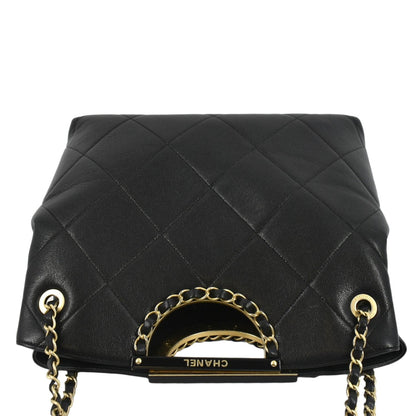 CHANEL Large A Real Catch Quilted Leather Shopping Tote Bag Black