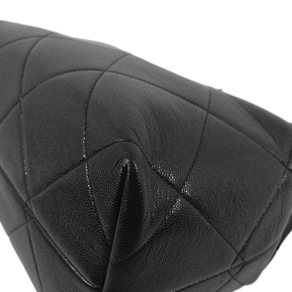 CHANEL Large A Real Catch Quilted Leather Shopping Tote Bag Black