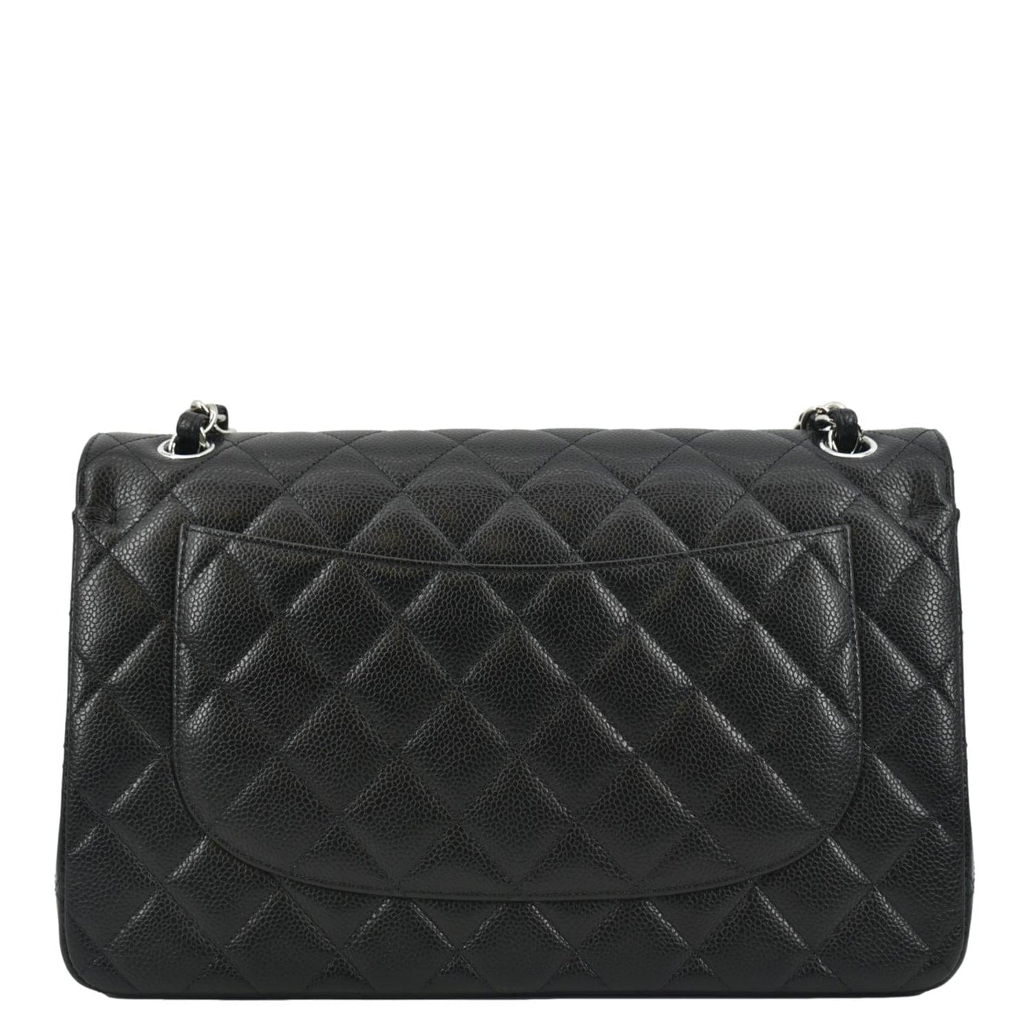 CHANEL Classic Large Double Flap Quilted Leather Shoulder Bag Black