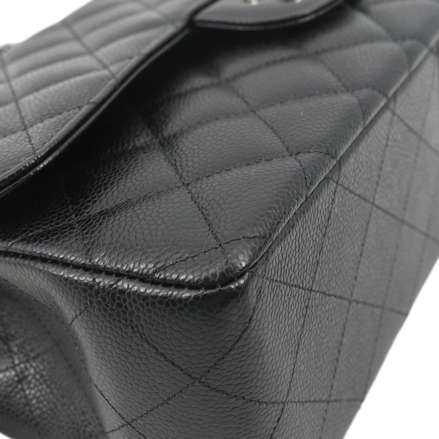CHANEL Classic Large Double Flap Quilted Leather Shoulder Bag Black