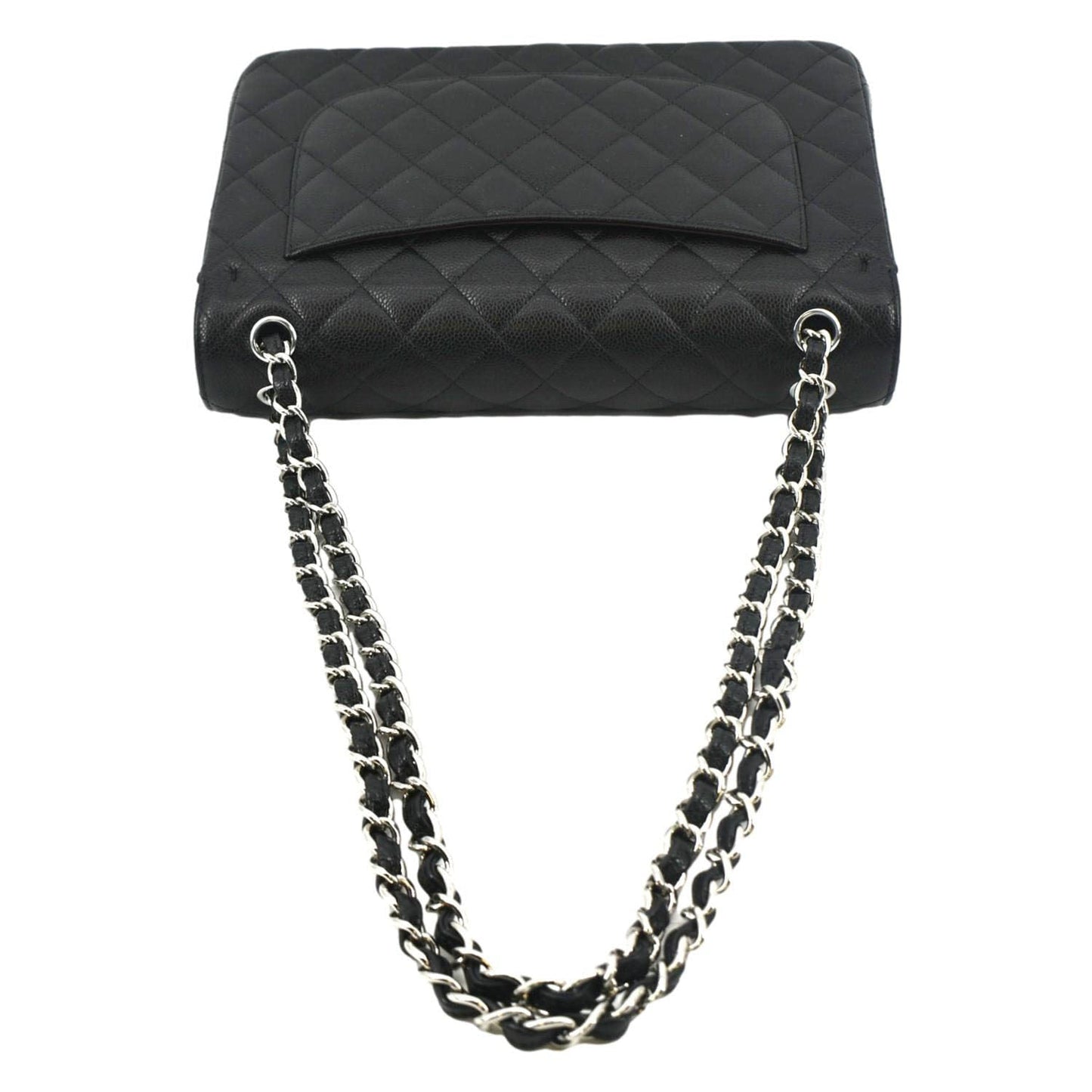CHANEL Classic Large Double Flap Quilted Leather Shoulder Bag Black
