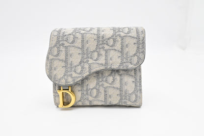 Dior Trotteur Compact Wallet in Grey Oblique Canvas