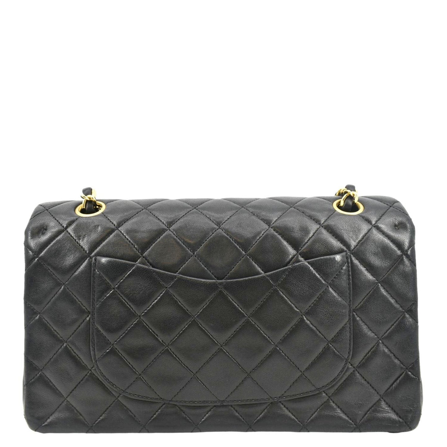 CHANEL Classic Medium Double Flap Leather Shoulder Bag Black