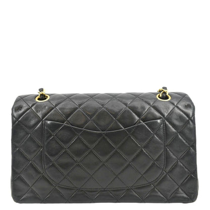 CHANEL Classic Medium Double Flap Leather Shoulder Bag Black