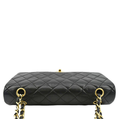 CHANEL Classic Medium Double Flap Leather Shoulder Bag Black