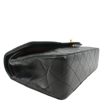 CHANEL Classic Medium Double Flap Leather Shoulder Bag Black