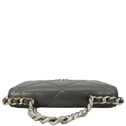 CHANEL 19 WOC Quilted Leather Wallet On Chain Grey