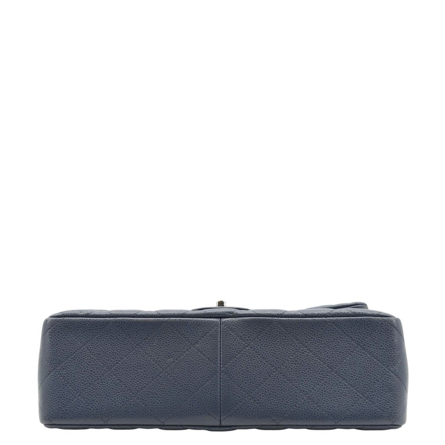 CHANEL Classic Jumbo Double Flap Quilted Caviar Leather Shoulder Bag Blue