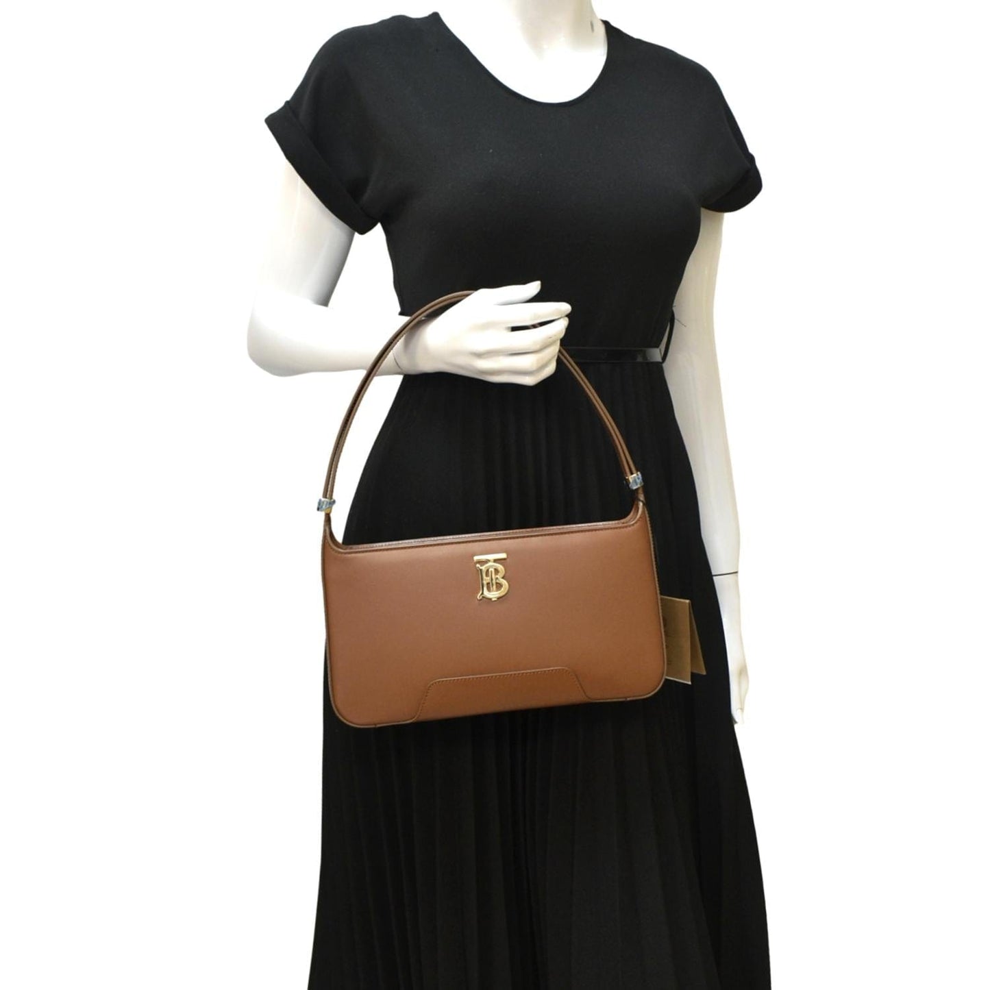 BURBERRY Medium TB Leather Shoulder Bag Tan