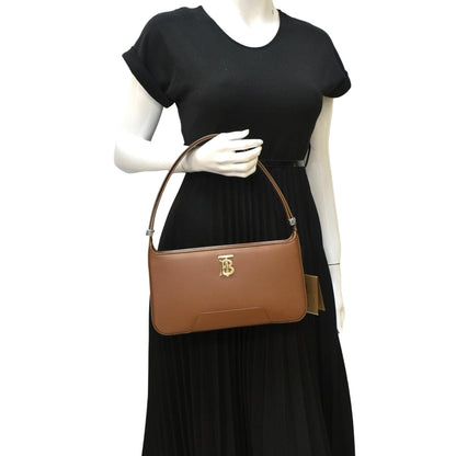 BURBERRY Medium TB Leather Shoulder Bag Tan