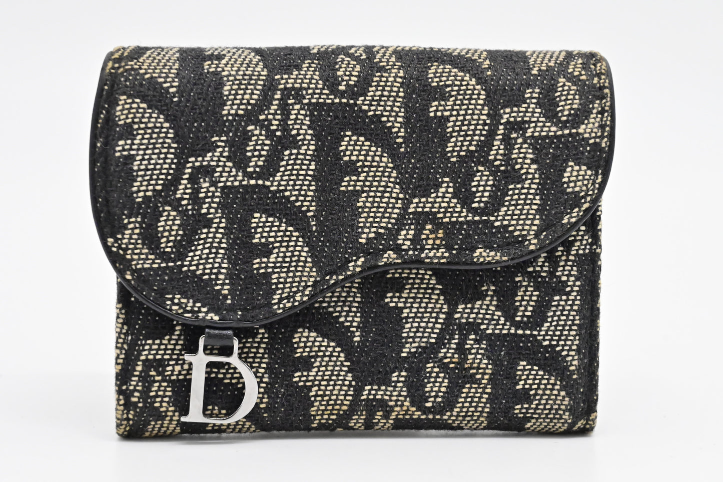 Dior Saddle Compact Wallet in Black Oblique Canvas