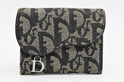 Dior Saddle Compact Wallet in Black Oblique Canvas