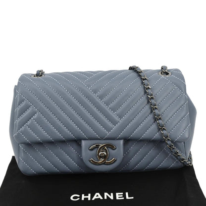 CHANEL CC Small Crossing Flap Quilted Leather Shoulder Bag Blue