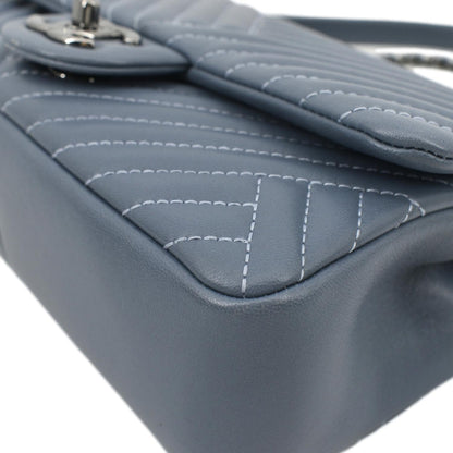 CHANEL CC Small Crossing Flap Quilted Leather Shoulder Bag Blue