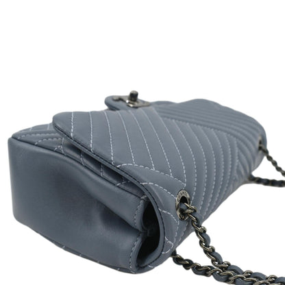 CHANEL CC Small Crossing Flap Quilted Leather Shoulder Bag Blue