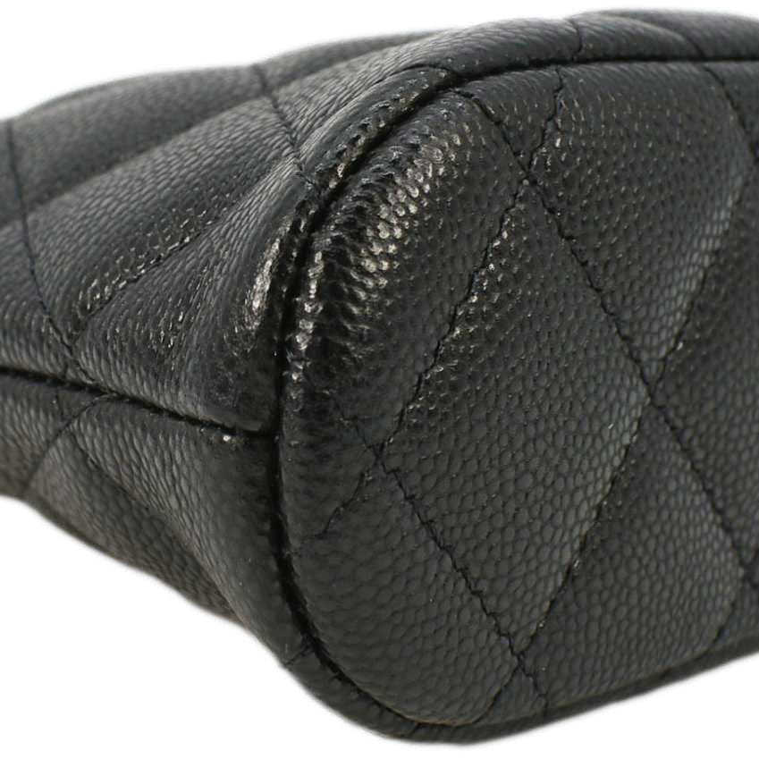 CHANEL Classic Quilted Leather Chain Clutch Crossbody Bag Black