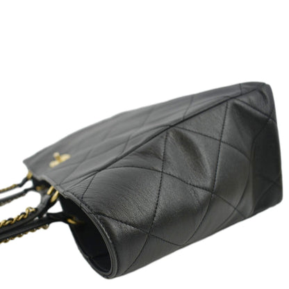 CHANEL Shopping Quilted Leather Tote Bag Black