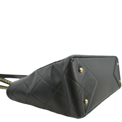 CHANEL Shopping Quilted Leather Tote Bag Black
