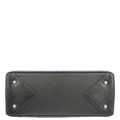 CHANEL Shopping Quilted Leather Tote Bag Black