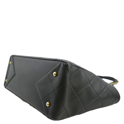 CHANEL Shopping Quilted Leather Tote Bag Black