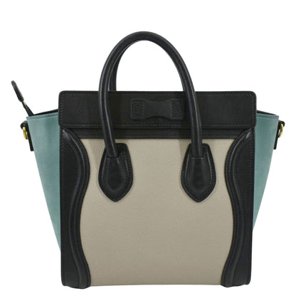 CELINE Luggage Calfskin Leather and Suede Crossbody Bag Tricolor