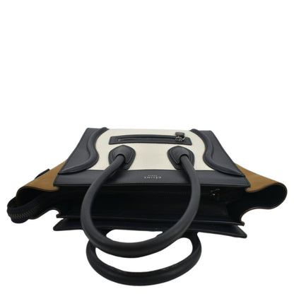 CELINE Micro Luggage Calfskin Leather Tote Bag Tri-Color