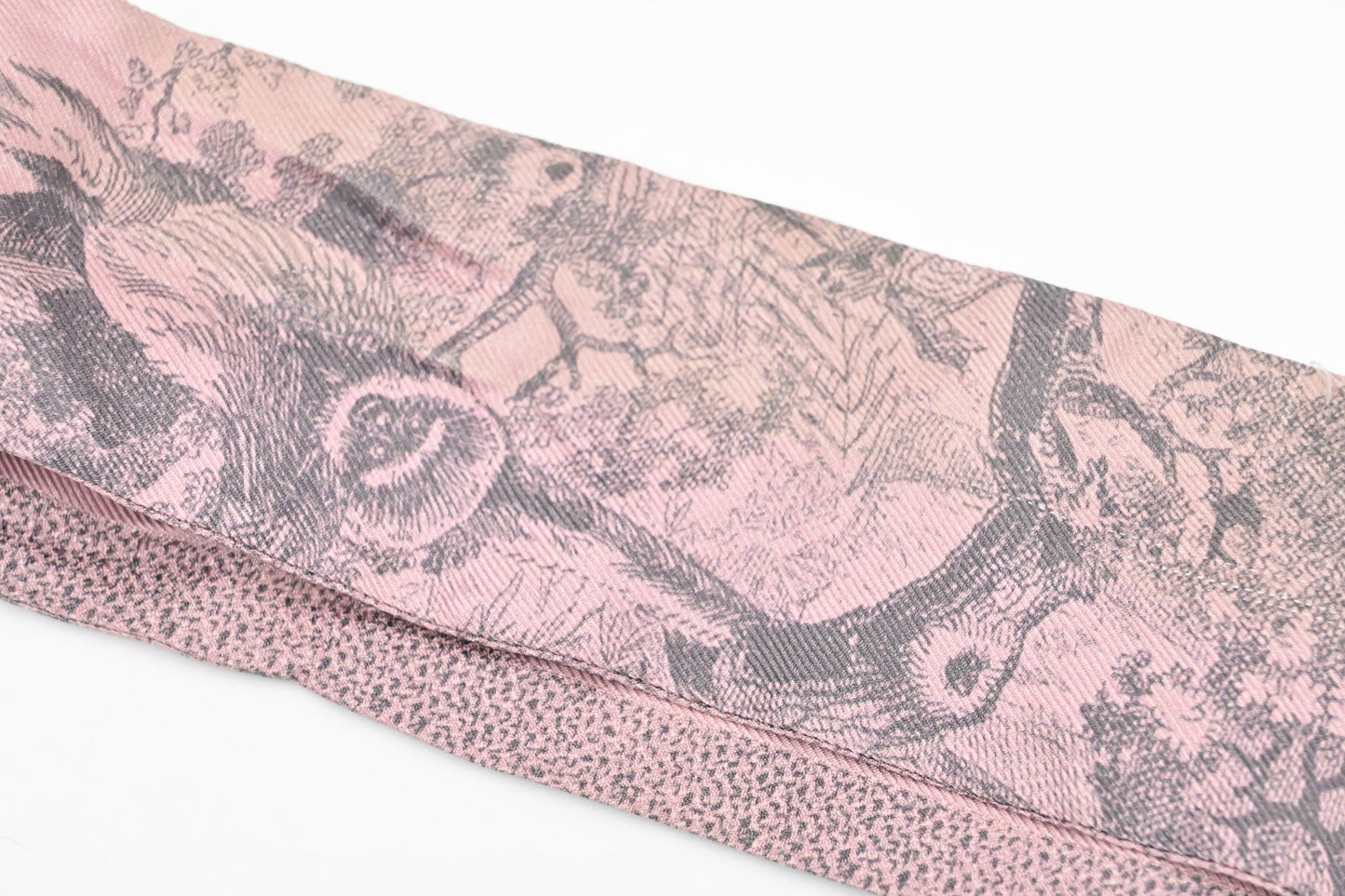Dior Twilly in Pink & Gray Toile de Jouy Sauvage Silk