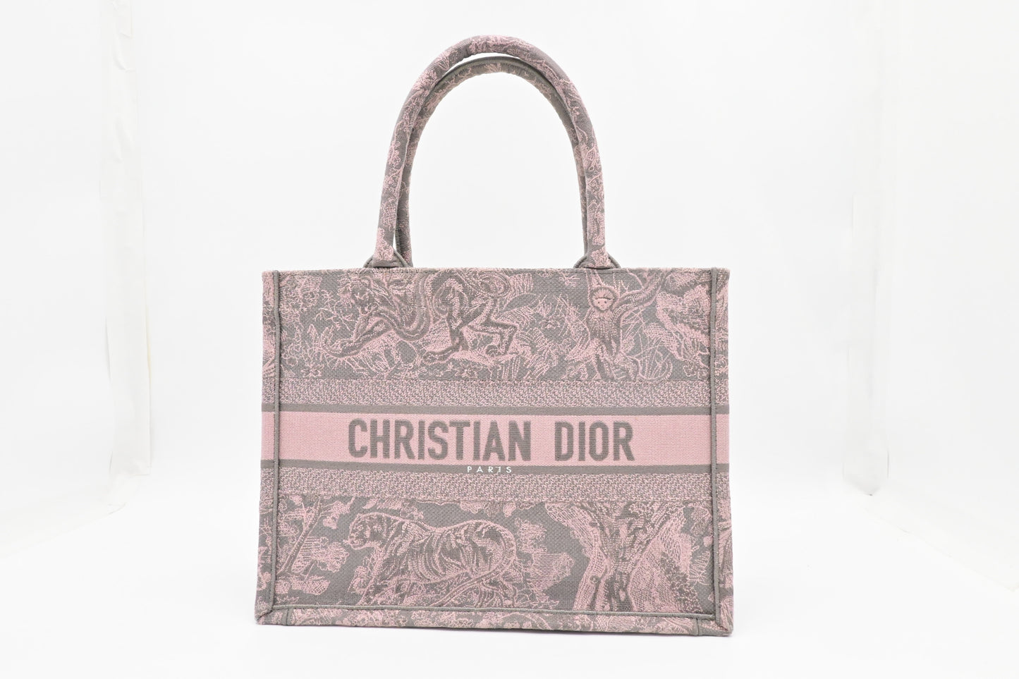 Dior Medium Book Tote in Pink Toile de Jouy Sauvage Embroidery
