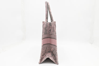 Dior Medium Book Tote in Pink Toile de Jouy Sauvage Embroidery