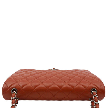 CHANEL Classic Maxi Double Flap Quilted Leather Shoulder Bag Red