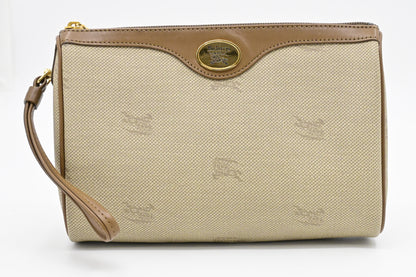 Burberry Wristlet Pouch in Beige Canvas