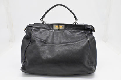 Fendi Medium Peekaboo Tote in Black Leather