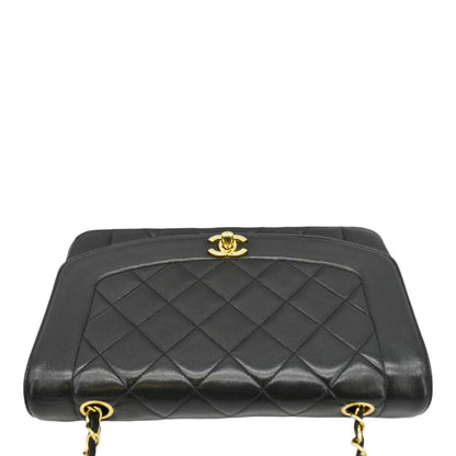 CHANEL Diana Flap Vintage Quilted Leather Shoulder Bag Black