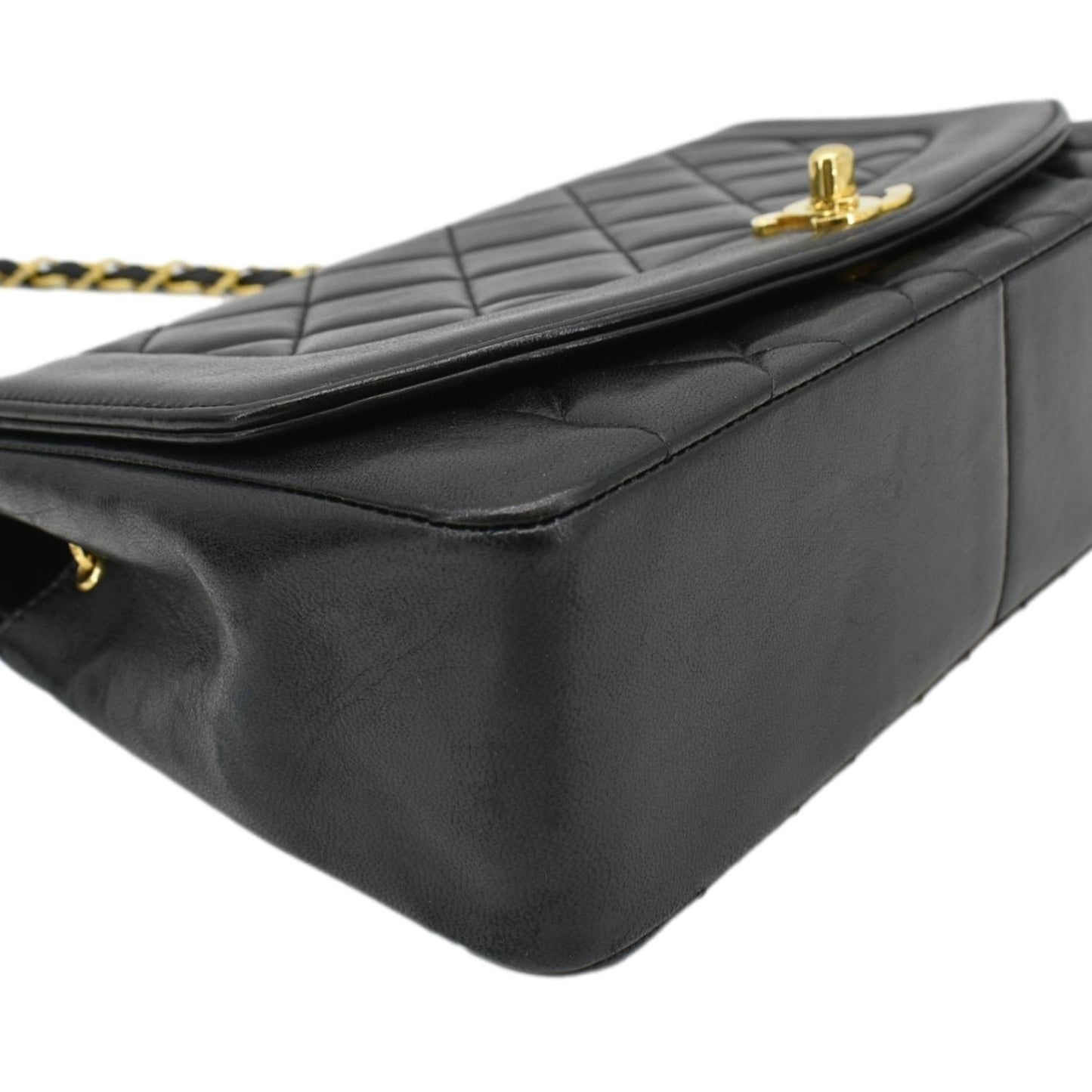 CHANEL Diana Flap Vintage Quilted Leather Shoulder Bag Black