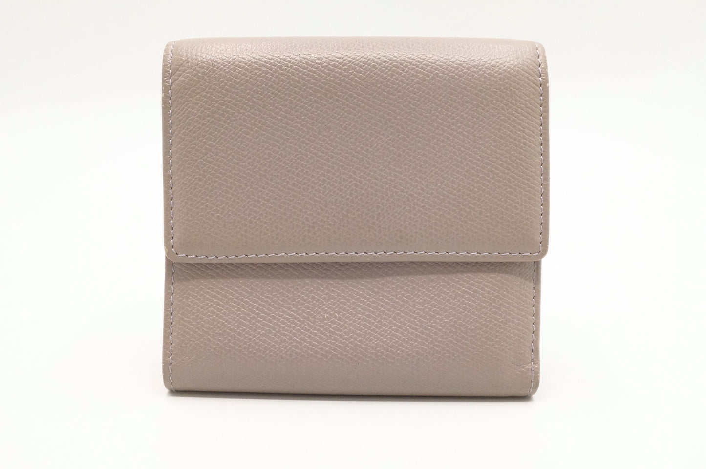Chanel Compact Wallet in Grey Beige Leather
