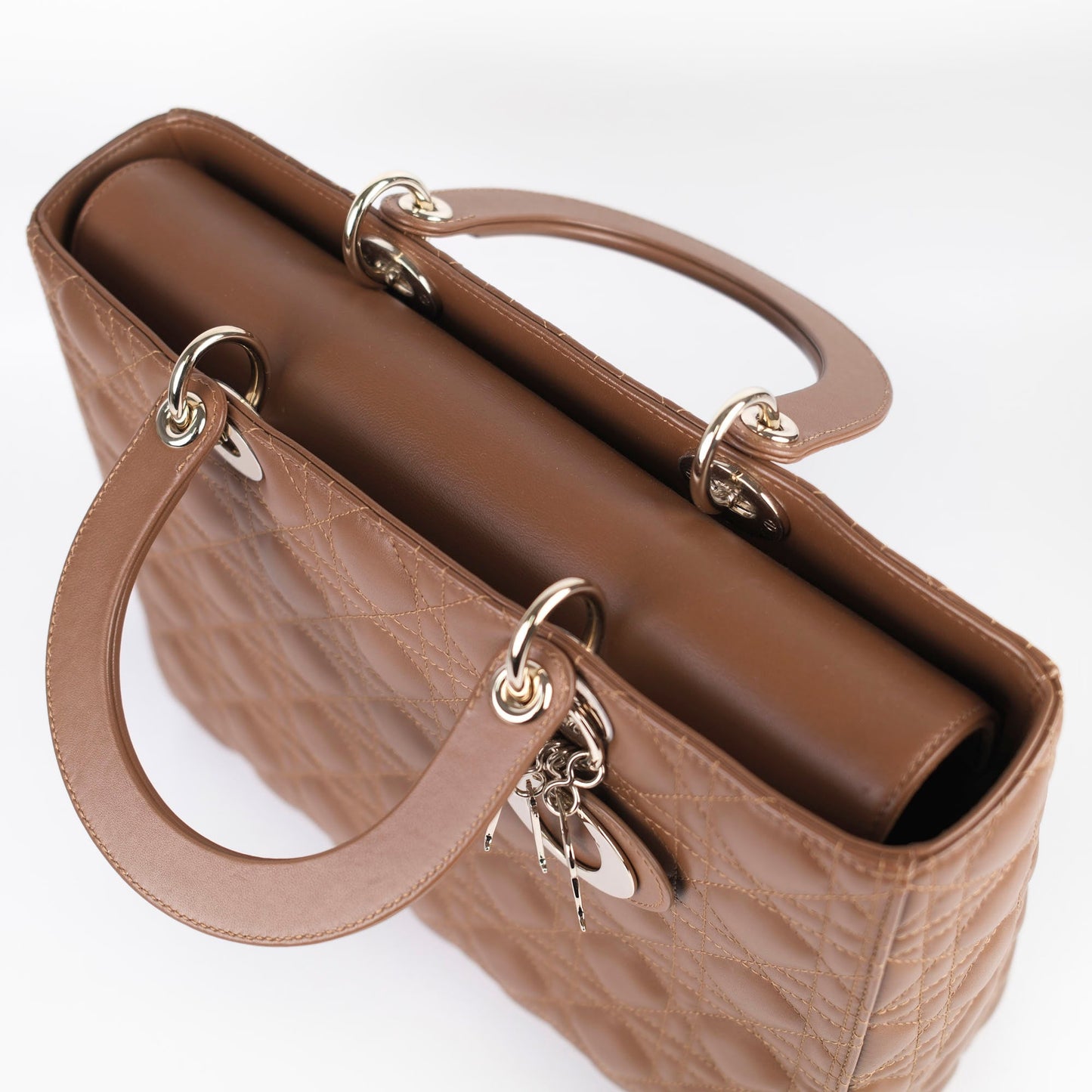 Dior Large Tan Brown Lady Dior Lambskin