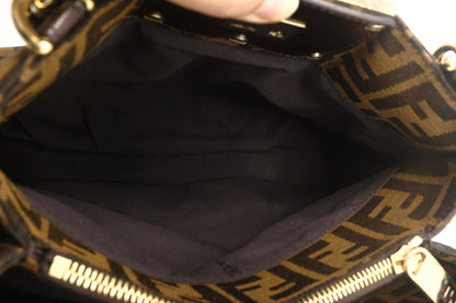 Fendi Mia Small Shoulder Bag in Zucca Canvas and Patent Leather