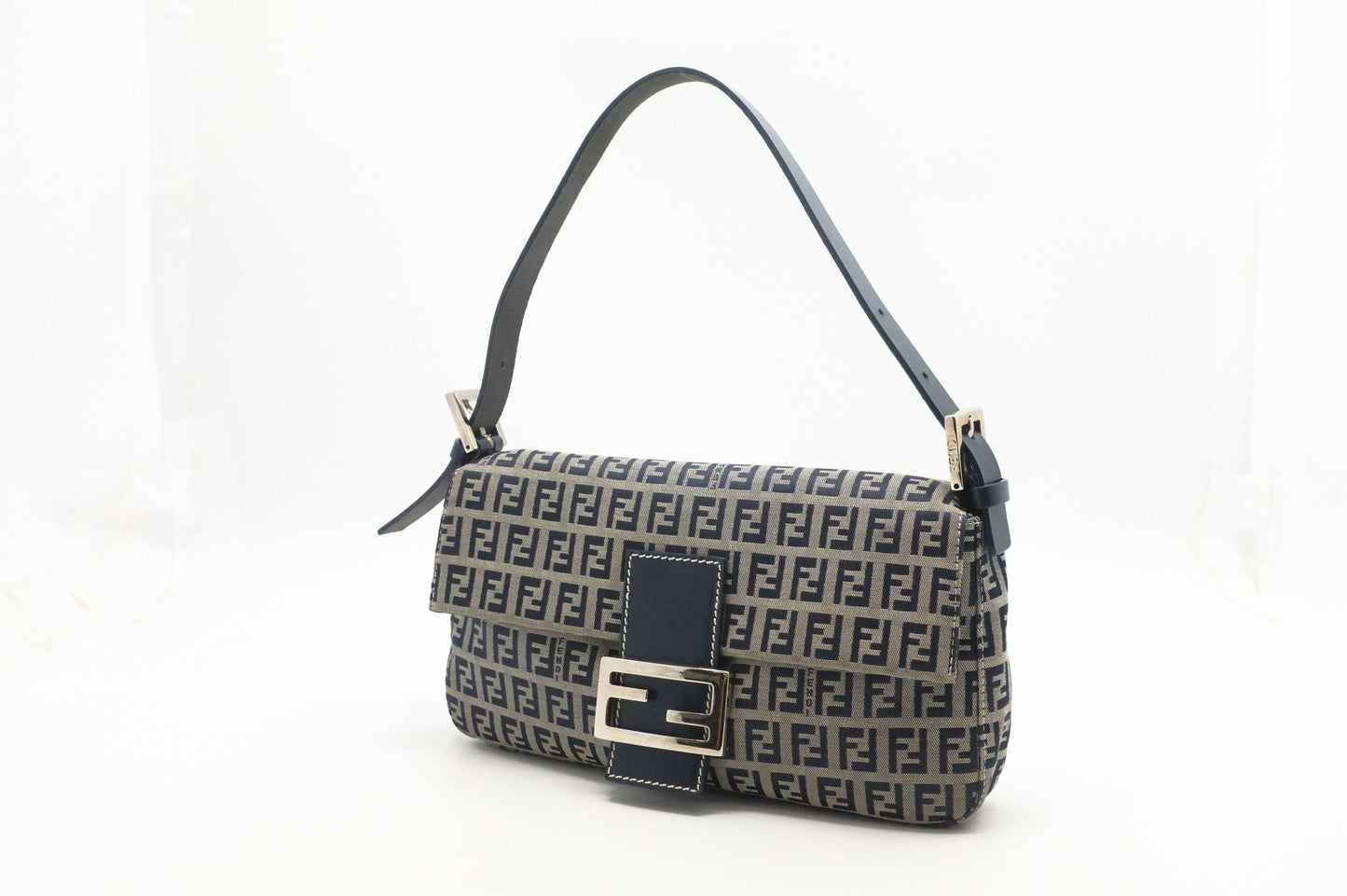 Fendi Baguette in Navy Zucca Canvas