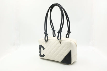 Chanel Cambon Bowling Bag in White MatelassÃ© Leather
