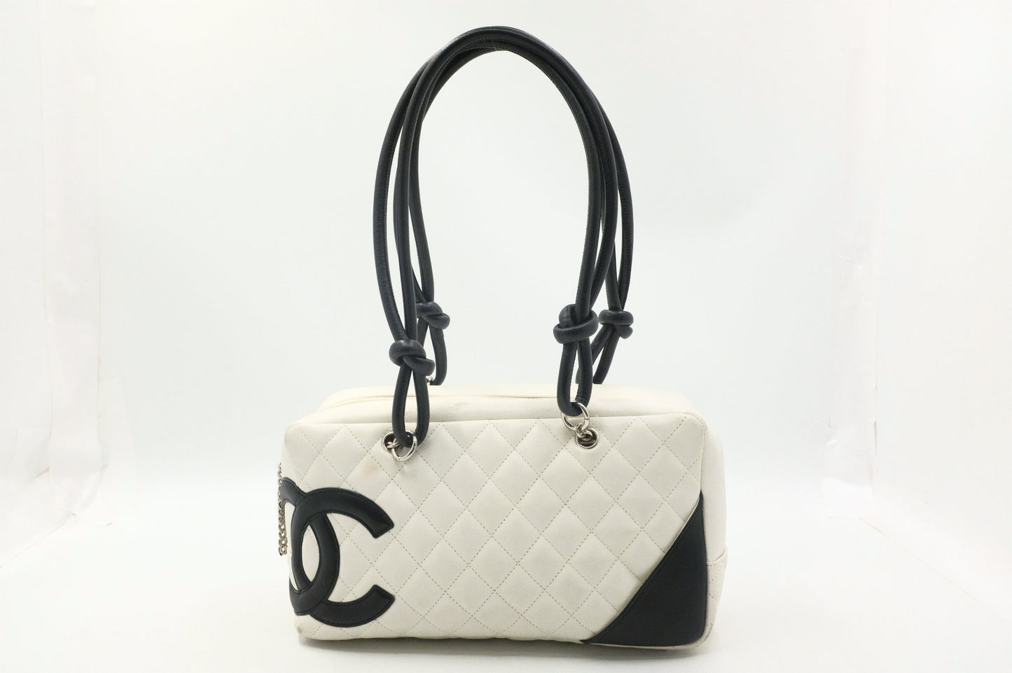 Chanel Cambon Bowling Bag in White MatelassÃ© Leather